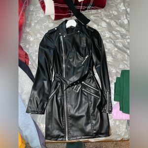 Women’s Zara Small Leather Jacket Dress with Belt